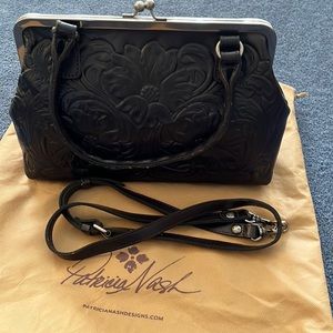 Patricia Nash Black Leather Rora satchel